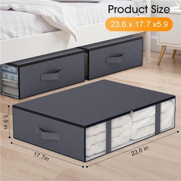 Storage Bins,3-Pack Clothes Storage, Foldable Blanket Storage Under Bed Storage - Picture 2 of 7